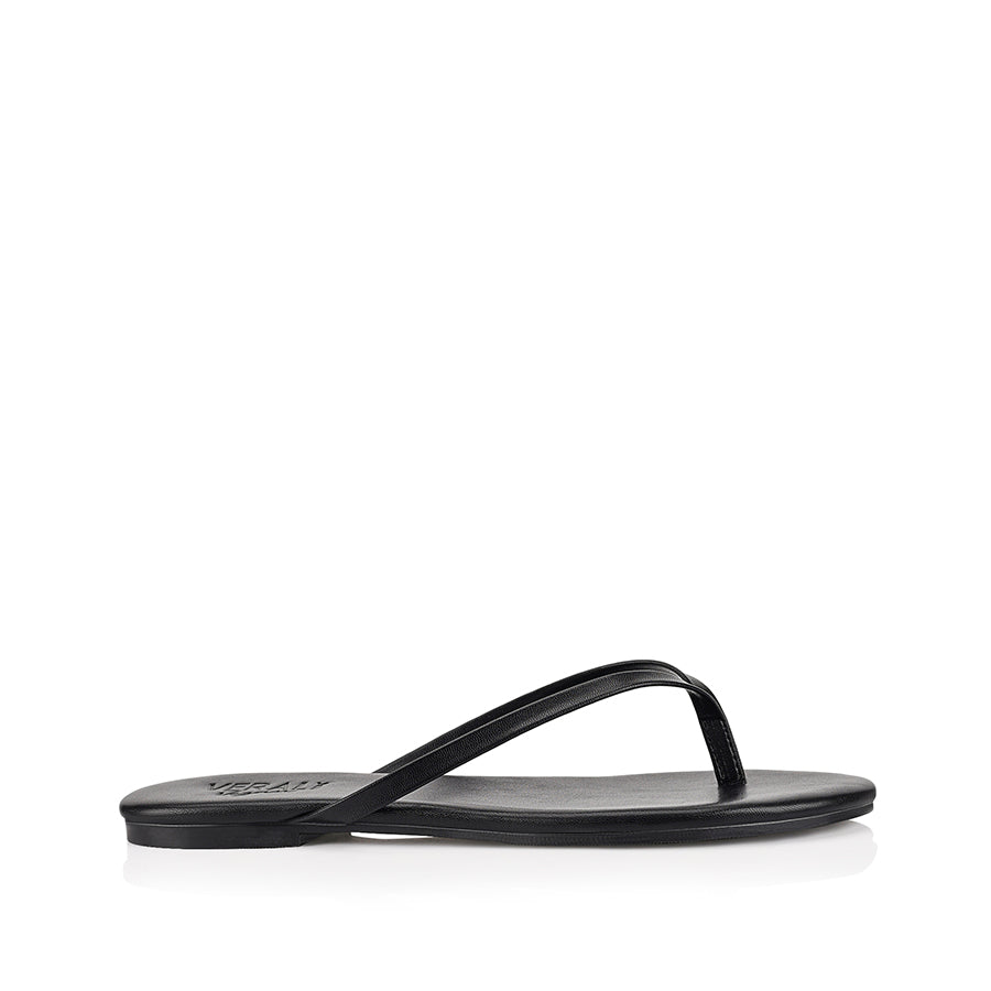 Women's black flat slide on thong