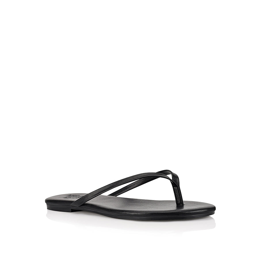 Women's black flat slide on thong