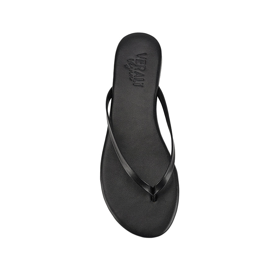 Women's black flat slide on thong