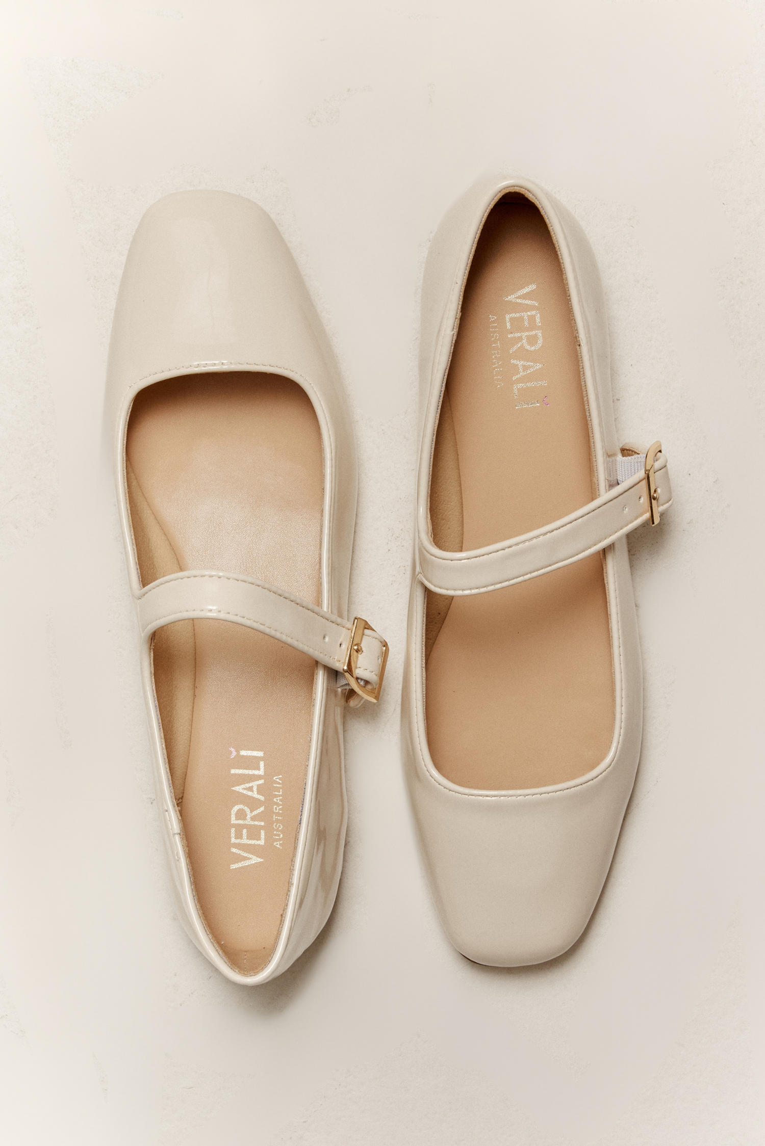 Eden Mary Jane Flats - Bone White Patent