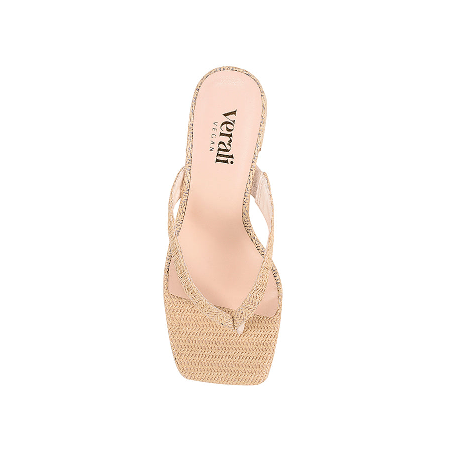 Stoked Block Heel Thongs - Raffia