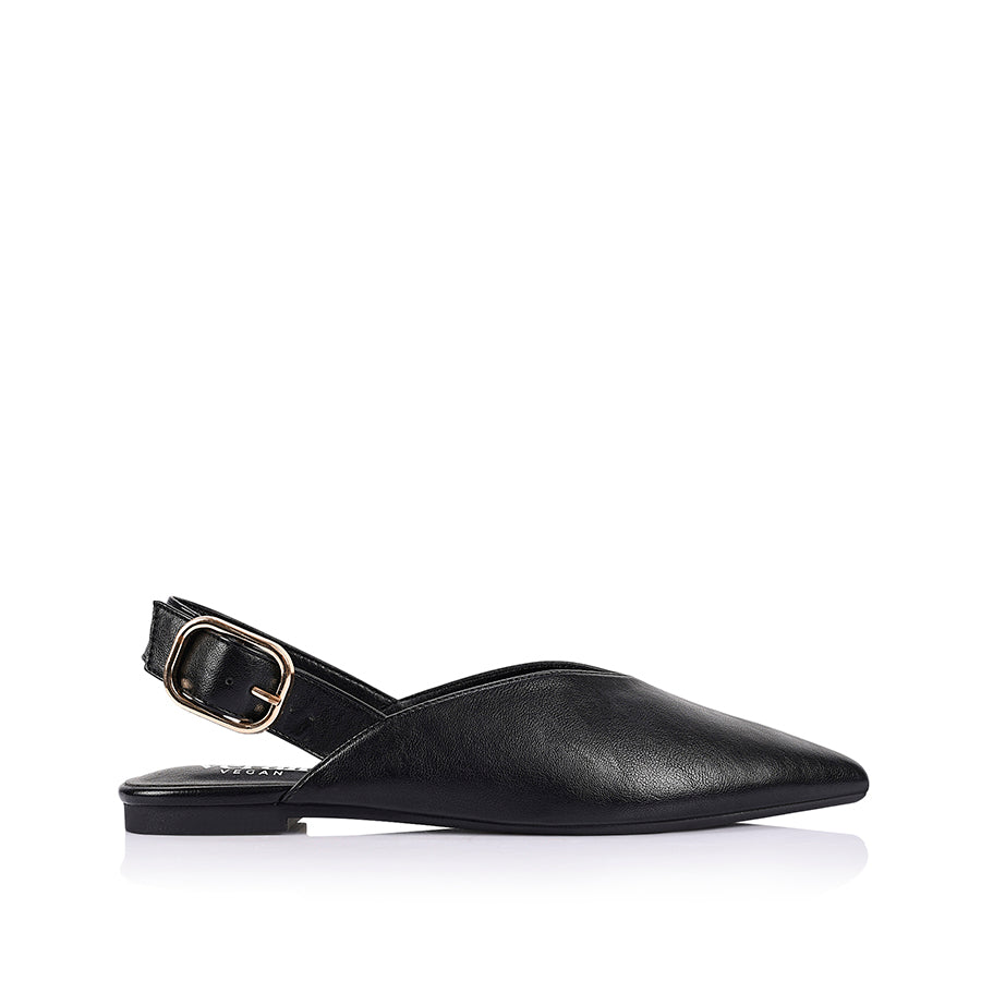 Indy Sling Back Flats - Black Crinkle