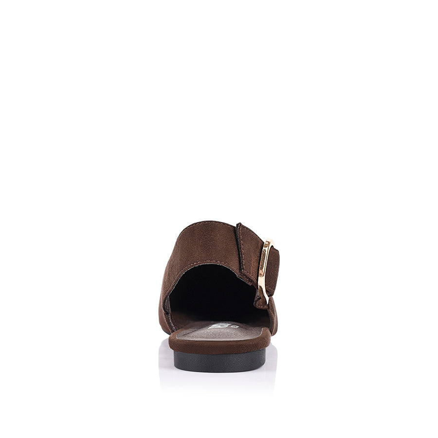 Indy Sling Back Flats - Chocolate Brown Micro