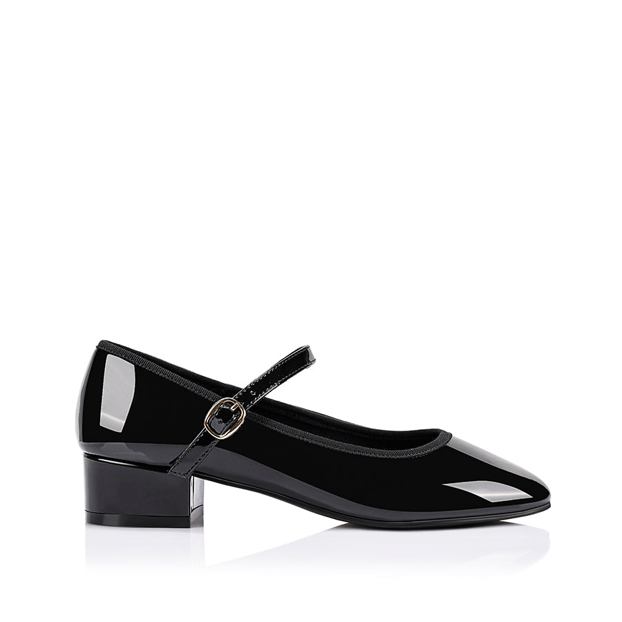 Micah Mary-Jane Block Heels - Black Patent