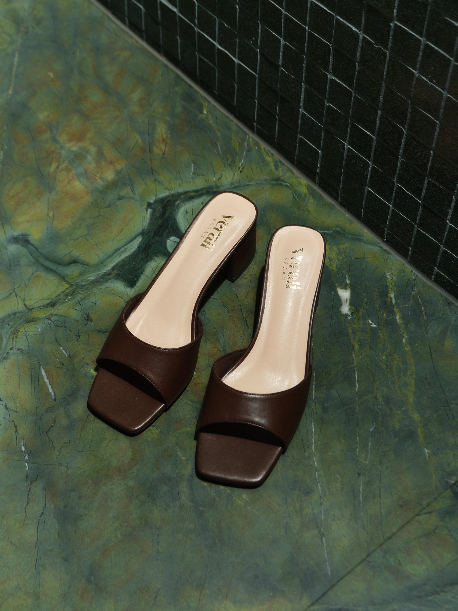 Wednesday Block Heel Mules - Chocolate Brown