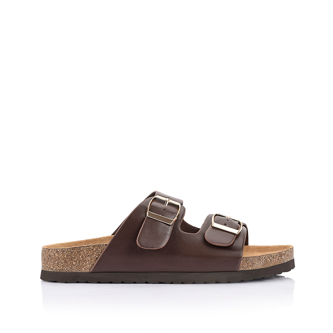 Women's Birkenstock style footbed slide in chocolate brown