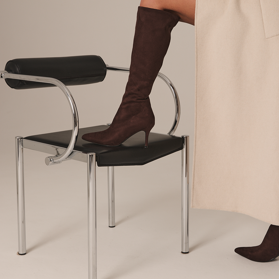 Bessie Tall Boots - Chocolate Brown Micro