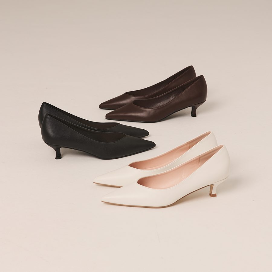 Lucy Kitten Heel Pumps - Chalk White