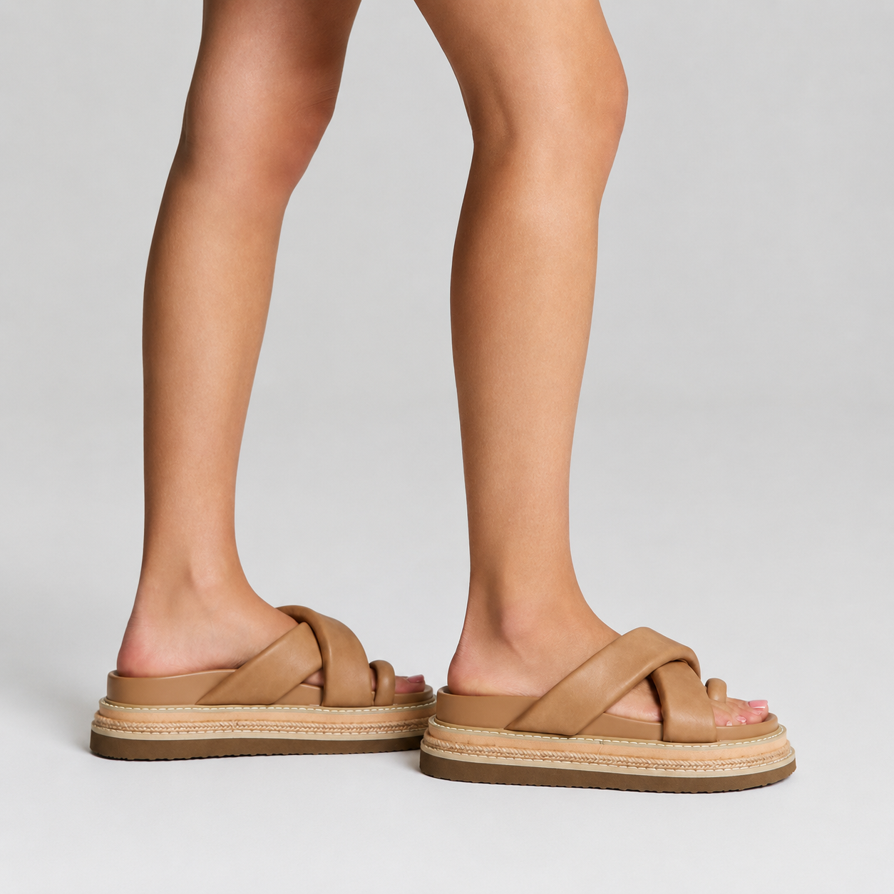 Thelma Flatform Slides - Biscuit