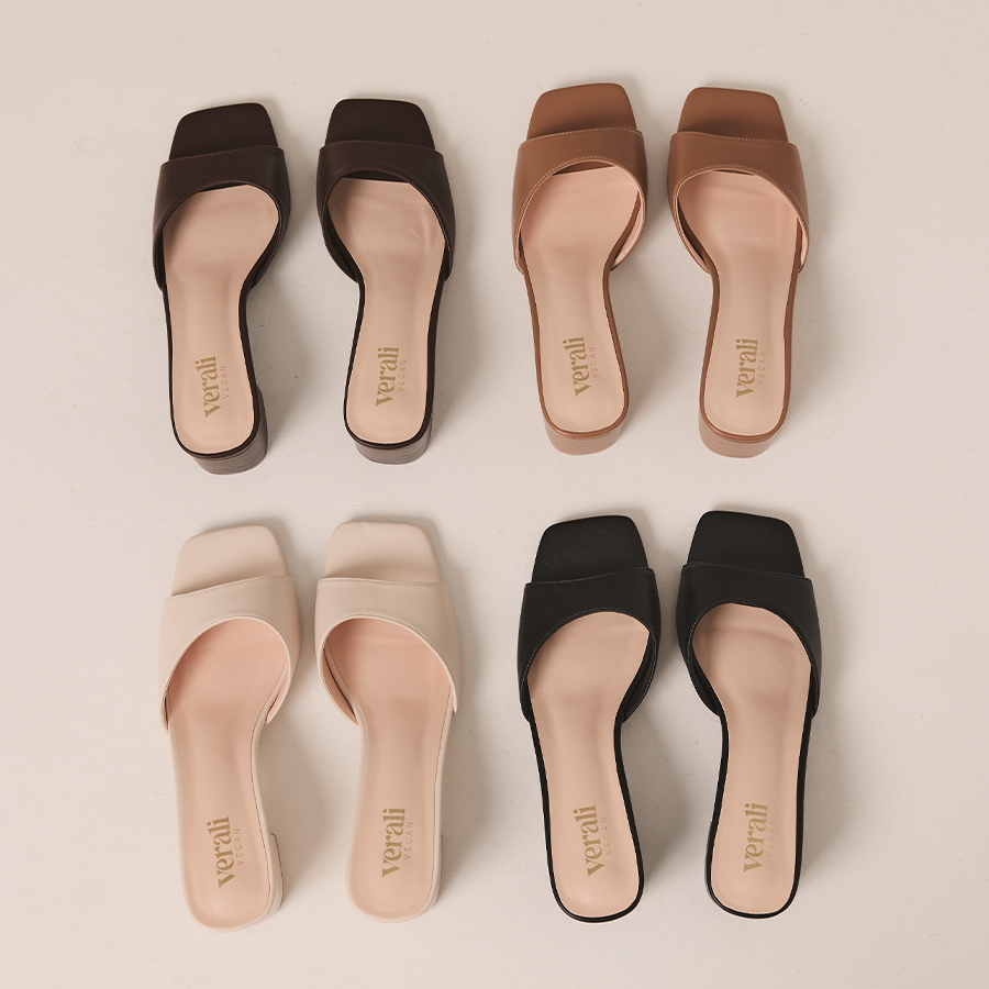 Wednesday Block Heel Mules - Dark Camel
