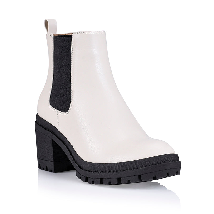 Georgia Chunky Combat Boots - Bone Smooth