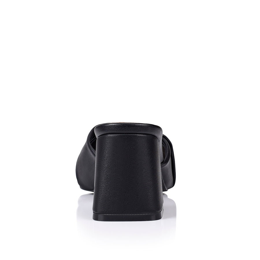 Stella Block Heel Mules - Black Smooth