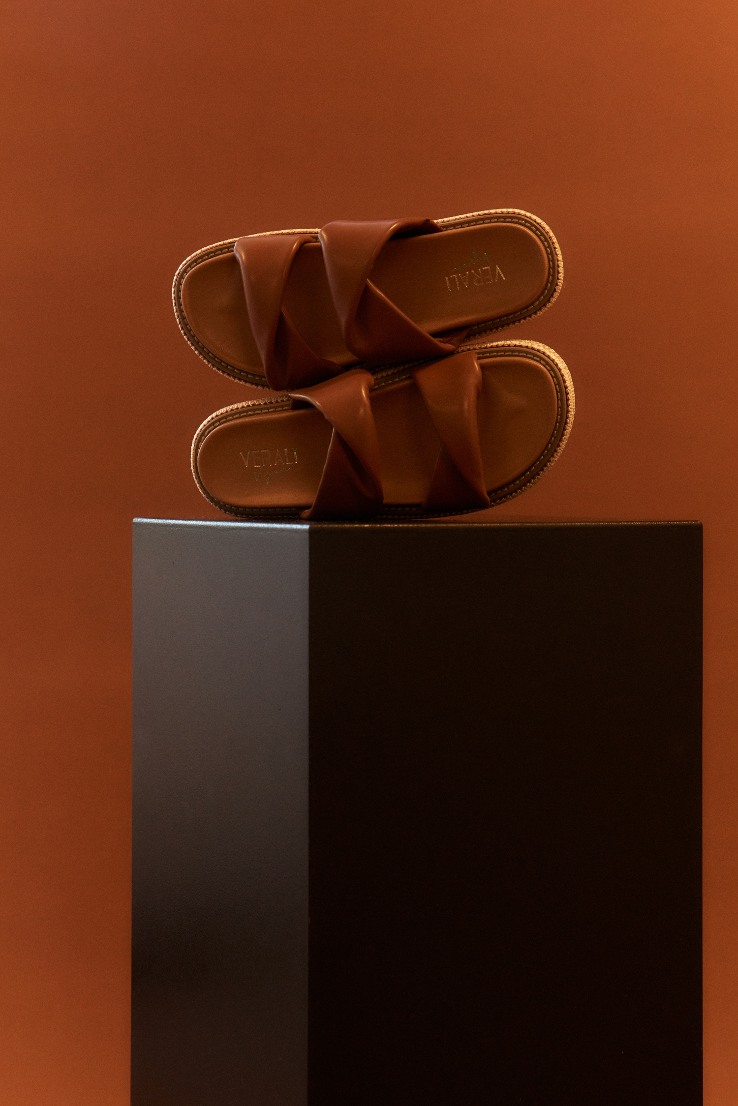 Rue Flatform Slides - Cognac Brown