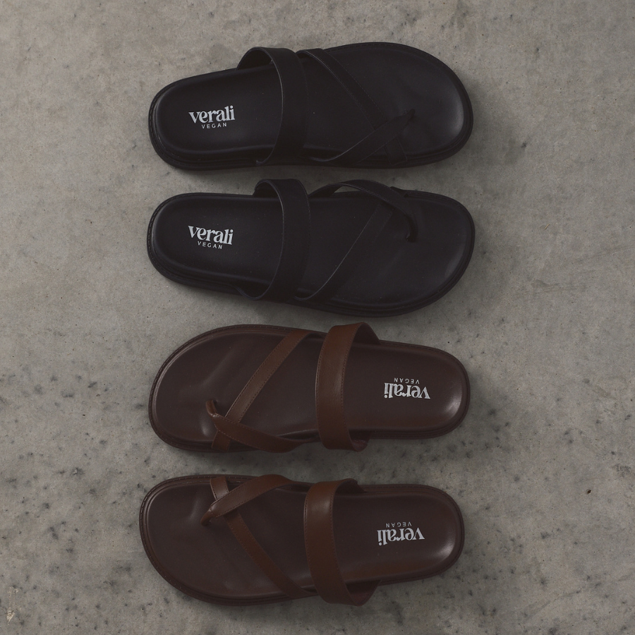 Binky Footbed Slides - Chocolate Brown