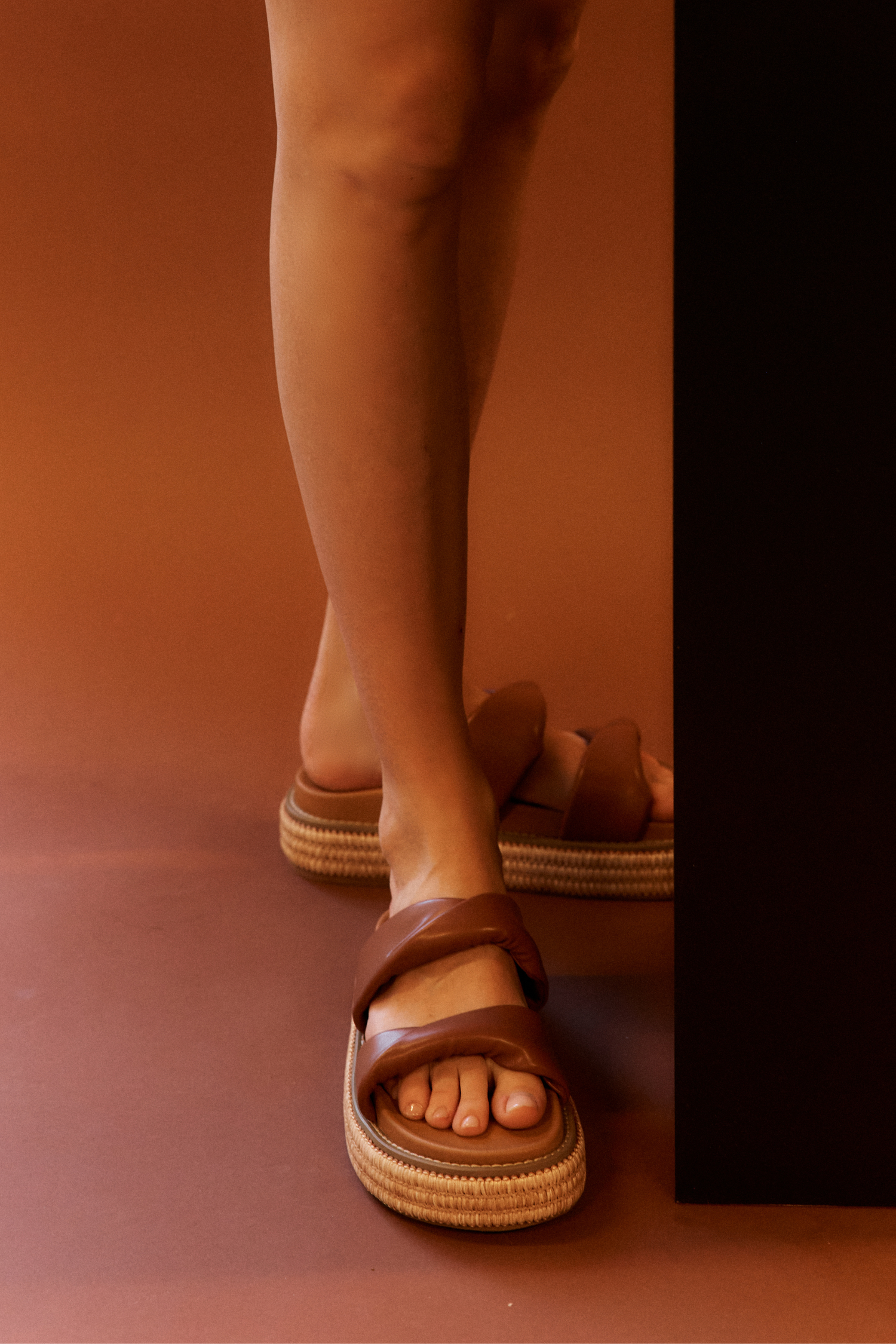 Rue Flatform Slides - Cognac Brown