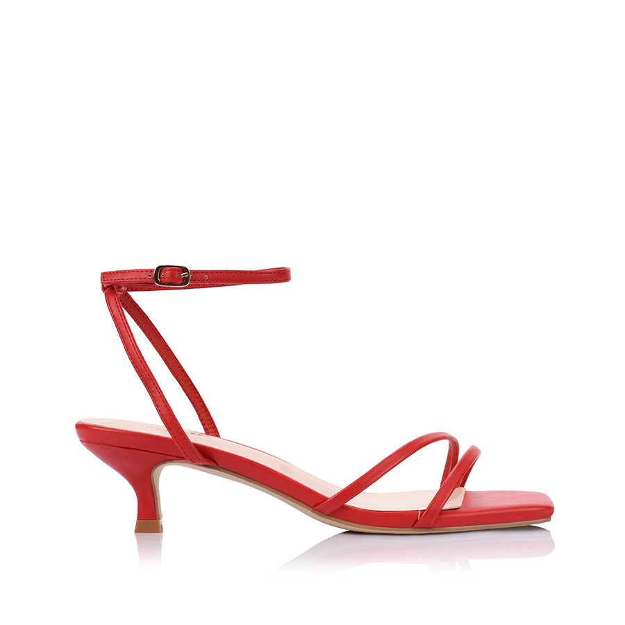 Alex Kitten Heel Sandals - Red