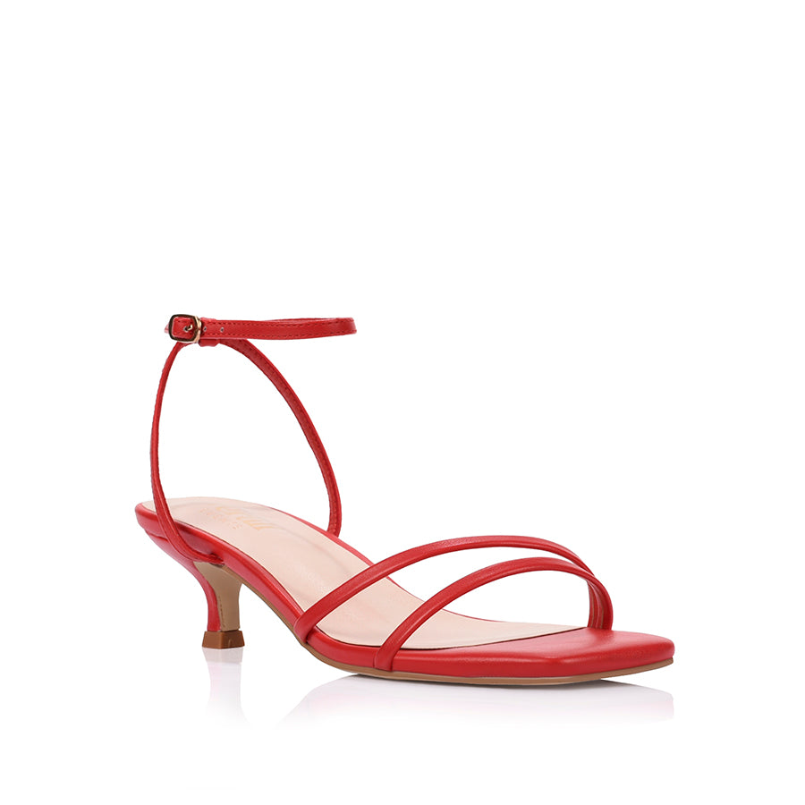 Alex Kitten Heel Sandals - Red