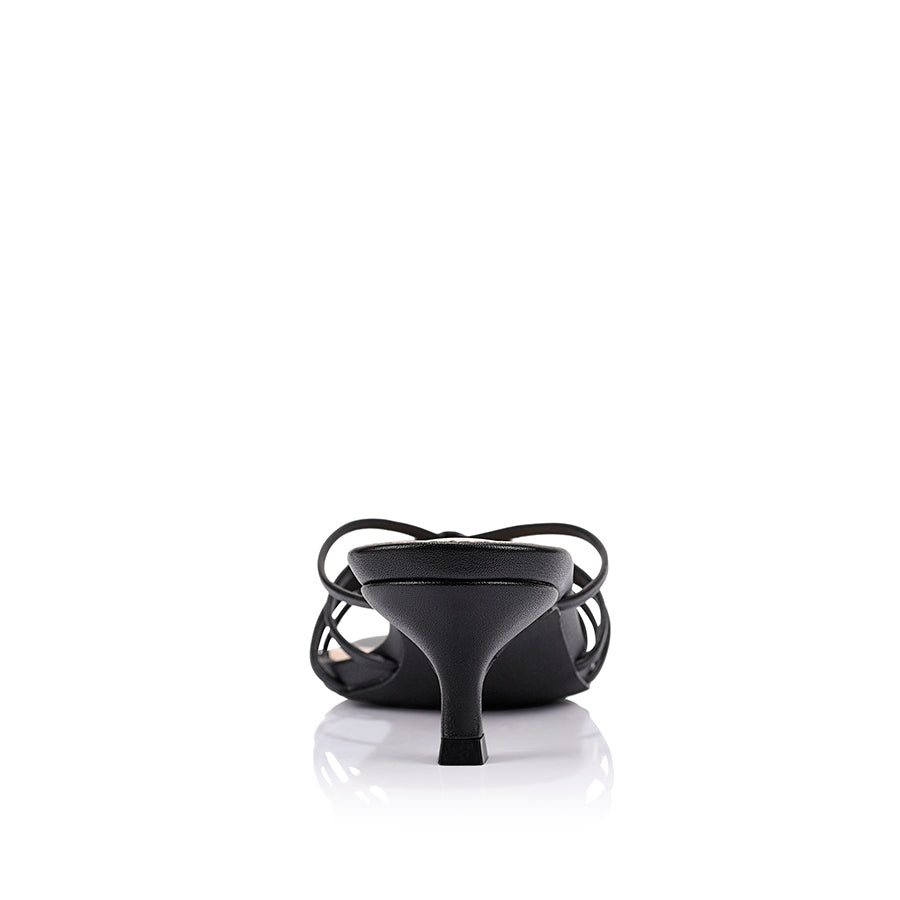 Alexis Kitten Heel Mules - Black
