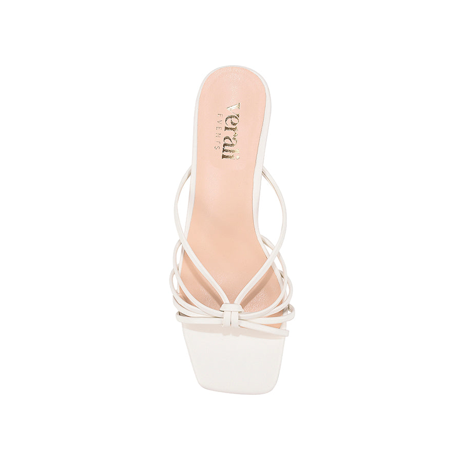 Alexis Kitten Heel Mules - Chalk White