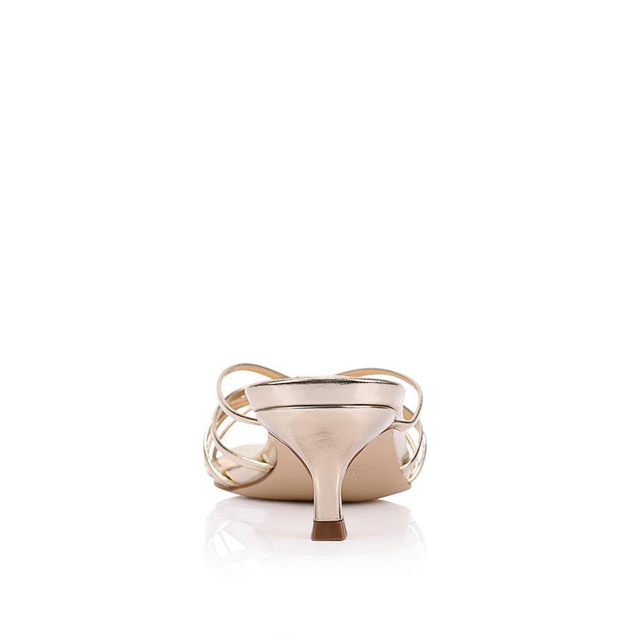 Alexis Kitten Heel Mules - Champagne Gold