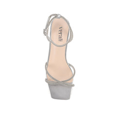 Silver high-heeled sandal with thin straps