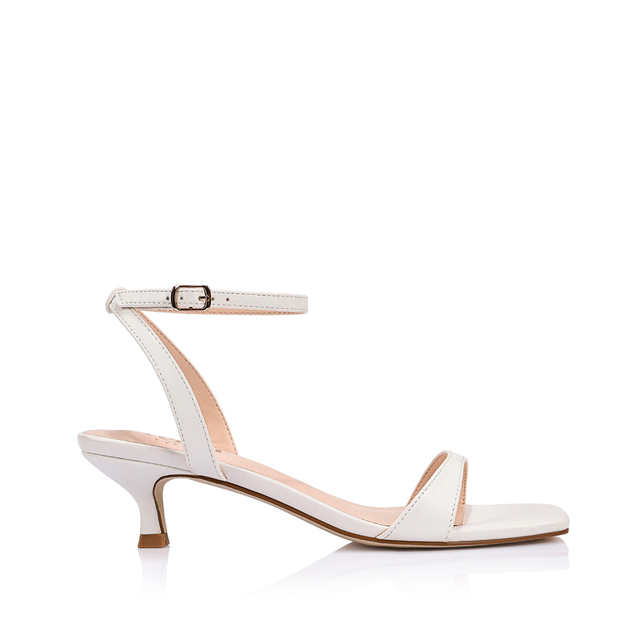 Aloha Kitten Heel Sandals - Chalk White