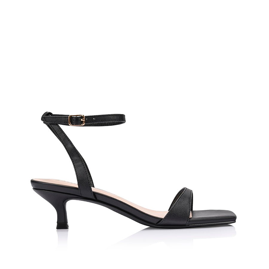 Aloha Kitten Heel Sandals - Black