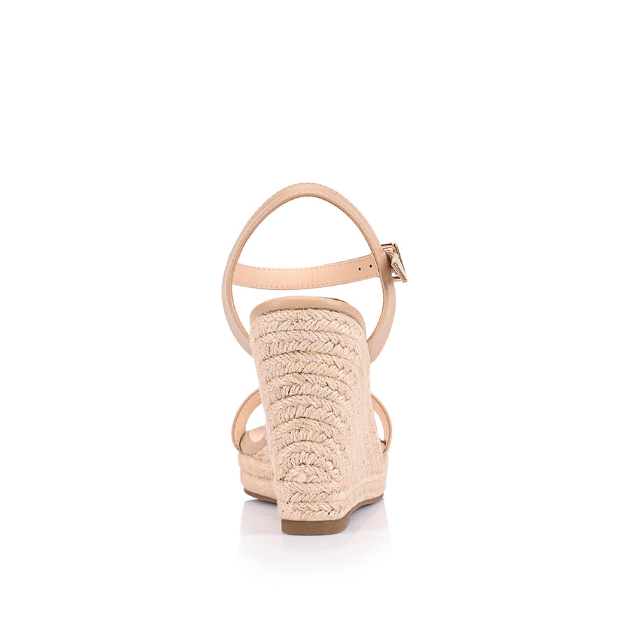 Women's beige vegan and jute rope espadrille wedges