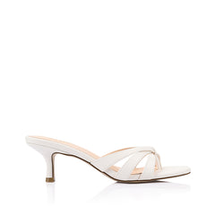Women's chalk white kitten heel mule 
