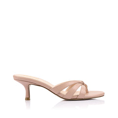 Women's dusty pink kitten heel mules