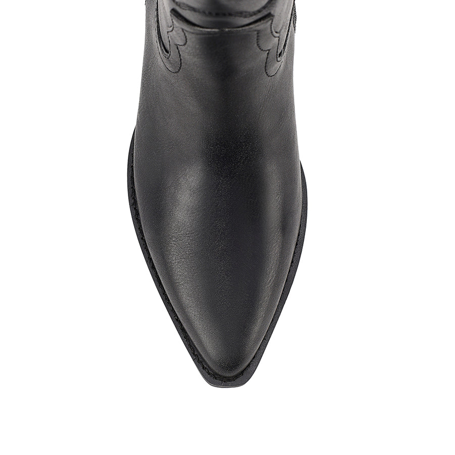 Bentley Cowboy Boots - Black Distressed