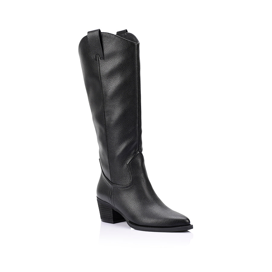 Benz Cowboy Boots - Black Pebble