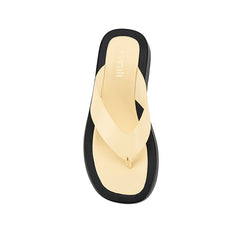 Women's butter soft yellow and black vegan platform thongs