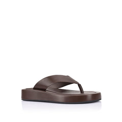 Women's chocolate brown slide on platform thong