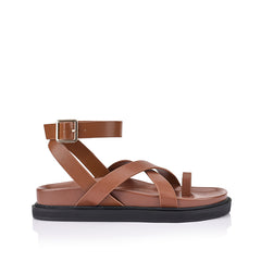 Women's brown strappy footbed sandal