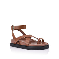 Women's brown strappy footbed sandal