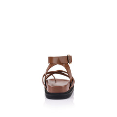 Women's brown strappy footbed sandal