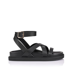 Women's black strappy footbed sandal