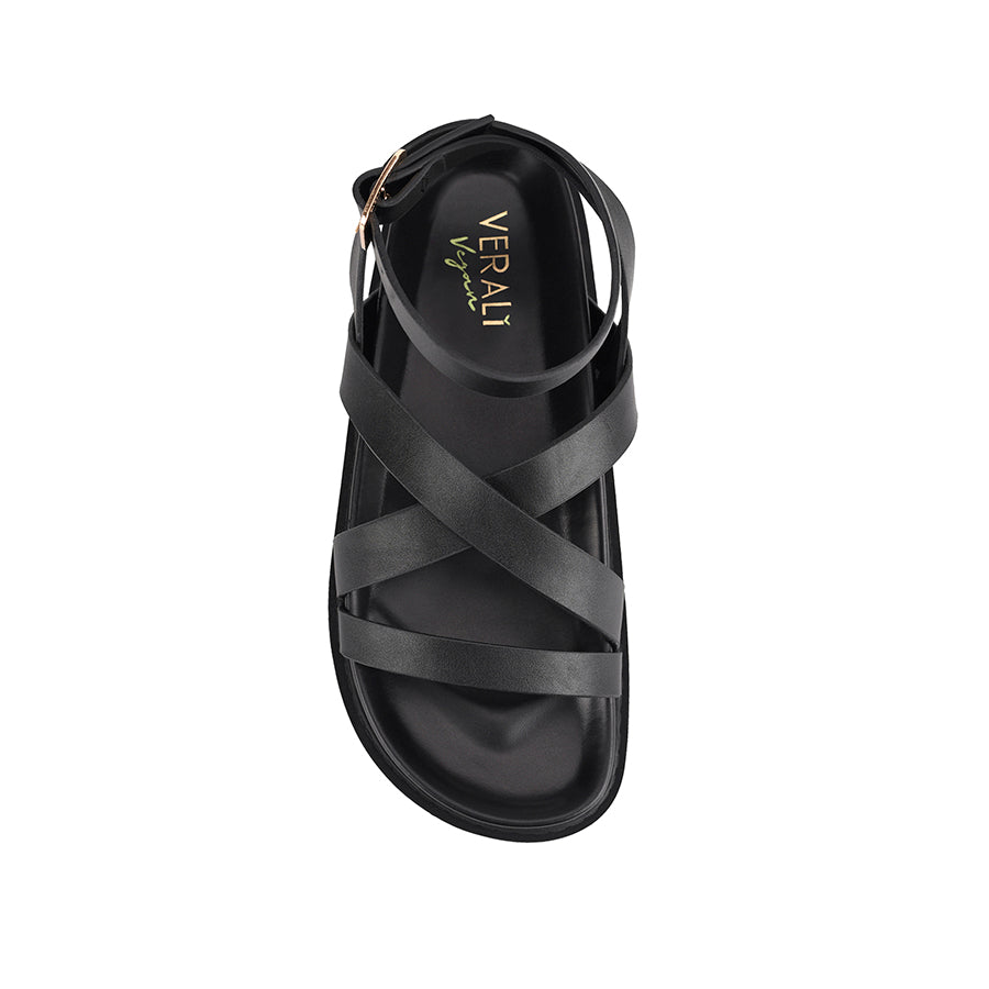 Women's black strappy footbed sandal