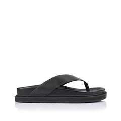 Women's black vegan footbed thongs