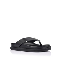 Women's black vegan footbed thongs