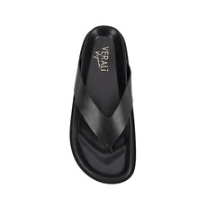 Women's black vegan footbed thongs