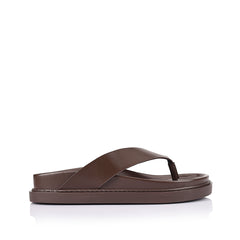 Women's chocolate brown vegan footbed thongs