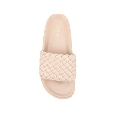 Women's bone neutral braided slip on footbed slides