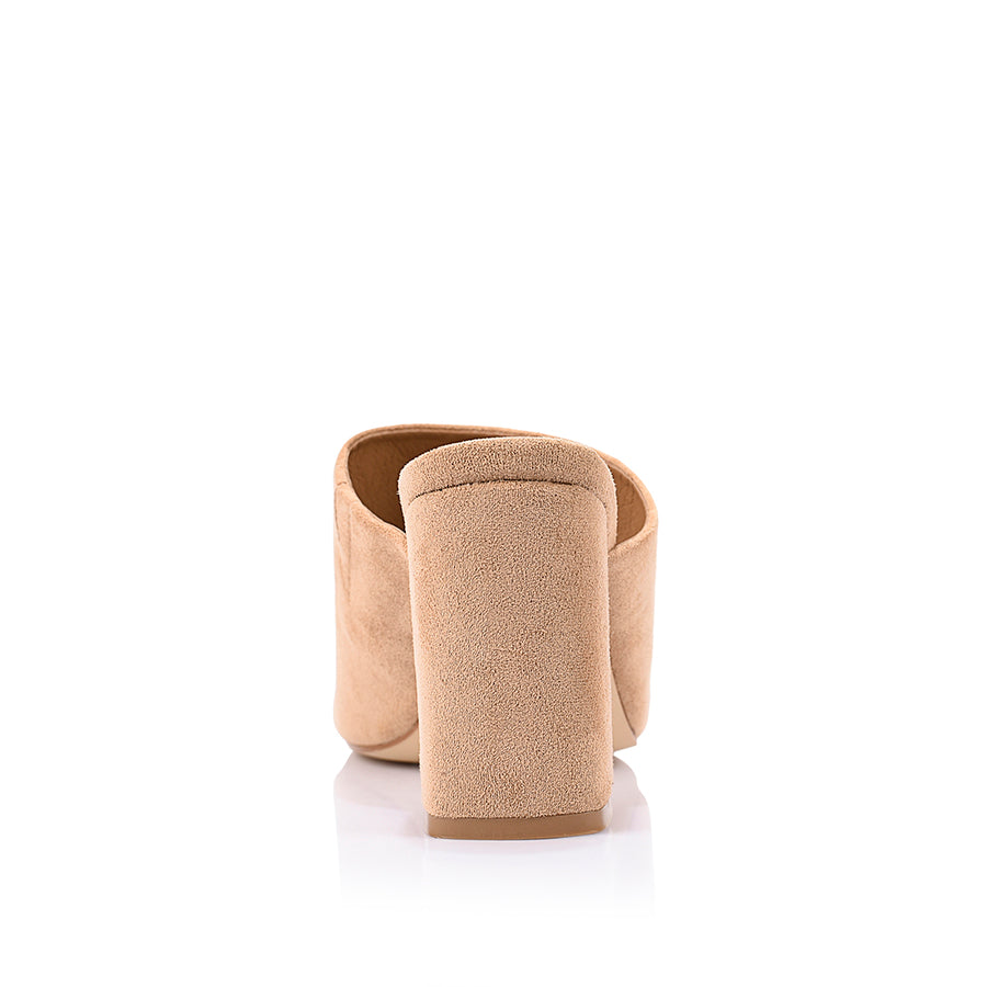 Creed Block Heel Mules - Sand Beige Micro