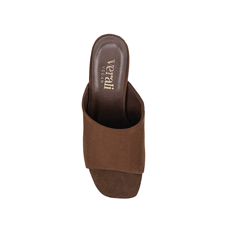Creed Block Heel Mules - Chocolate Brown Micro