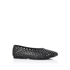 Women's black vegan upper lasercut ballet flat 