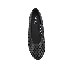 Women's black vegan upper lasercut ballet flat 