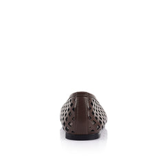 Women's chocolate brown vegan upper lasercut ballet flat 