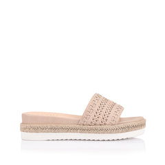 Women's platform footbed slide in blush